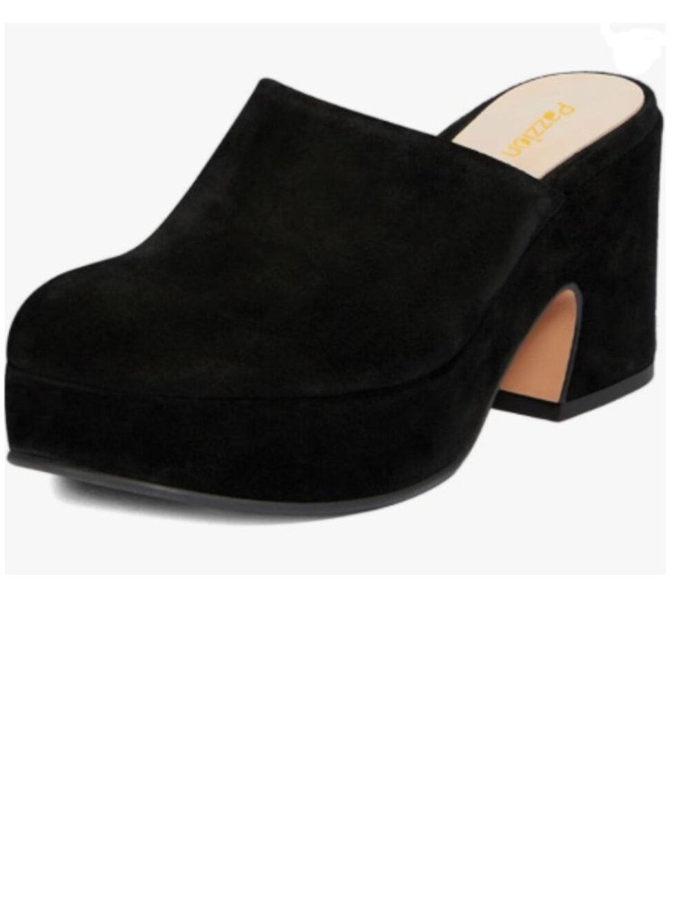Pazzion Black Platform Rounded Toe Mules Clogs Slip On Chunky High Heel Slipper